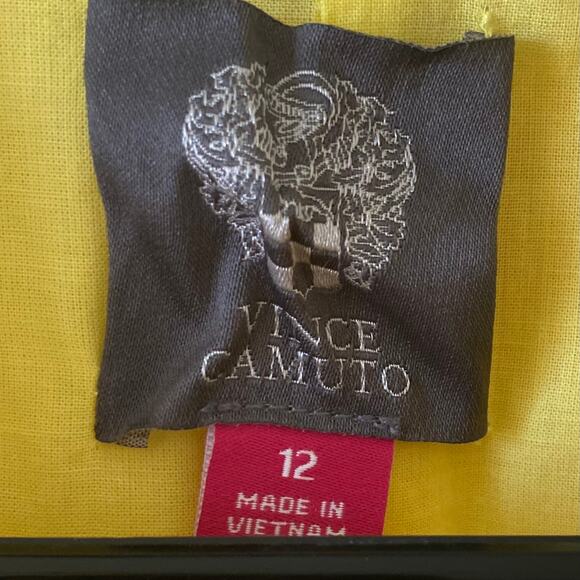 NEW VINCE CAMUTO Yellow Floral Belted Button Down Shirt Dress Size 12 Chic - Picture 7 of 8